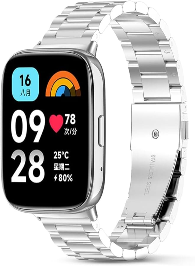 O Ozone Metal Watch Strap Compatible with Redmi Watch 3 Active/Redmi Watch 3 Lite,Stainless Steel Strap Bracelet for Men Women, Adjustable Replacement Band